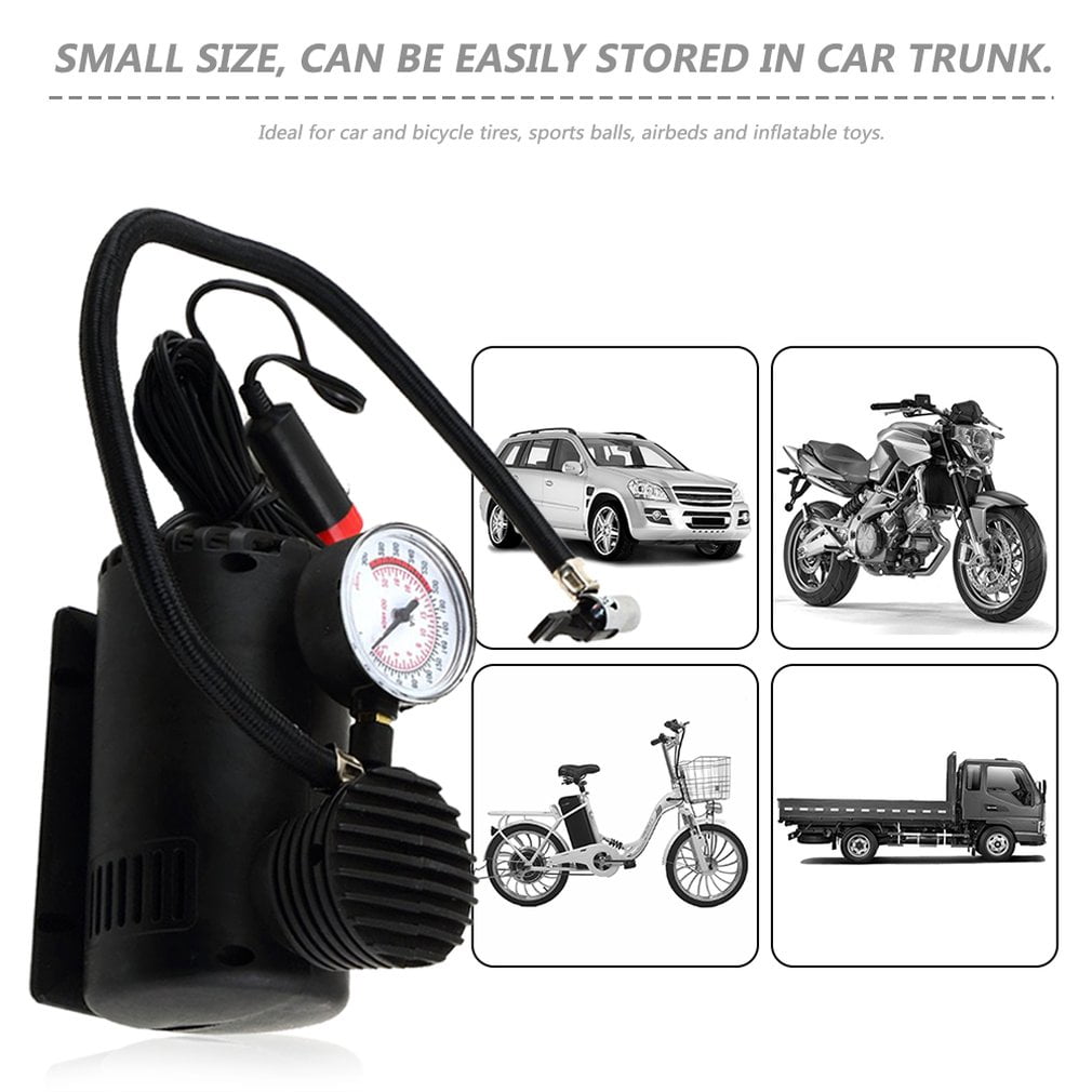 Black Portable Versatile 12V 300PSI Car Tire Tyre Inflator Pump Mini Compact 