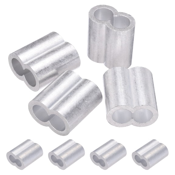 Uxcell 1/2"/ 12mm Aluminum Crimping Loop Sleeves, for Wire Rope Sleeves, Silver Tone 4Pcs