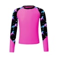thumbnail image 3 of inlzdz Girls Long Sleeve Rash Guard Water Beach Sport Swim Top UPF 50+ Sunscreen Swimwear Shirts Hot Pink 10, 3 of 5