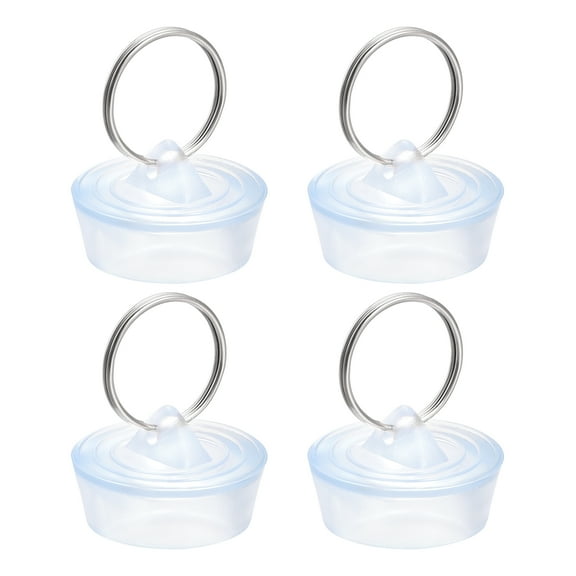 Uxcell Rubber Sink Plug, Clear Drain Stopper Fit 1-1/8" to 1-1/4" Drain with Hanging Ring for Bathtub Kitchen 4 Pack