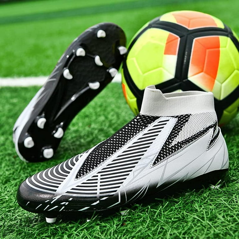 Mens Womens High Top Soccer Cleats Teen Football Training Shoes FG TF Athletic Shoes Competition Training for Boys and Girls