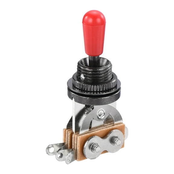 3 Way Short Straight Guitar Toggle Switch Pickup Selector Black with Deep Red Tip Knob Caps
