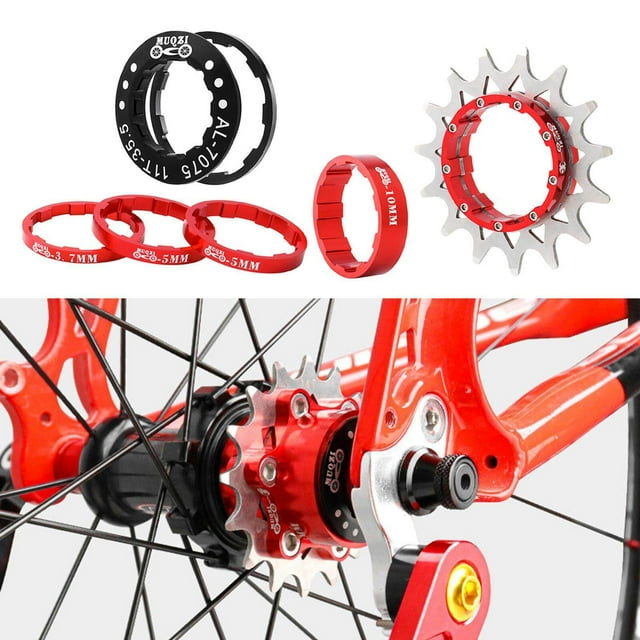 Vélo 15T Volant d'Inertie à Vitesse Unique Ensemble Vélo 1 Vitesse Volant d'Inertie à Vitesse Unique Cassette Kit de Conversion de Vitesse Vélo de Montagne Rouge