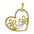 thumbnail image 3 of 14k Two-tone Gold Cubic Zirconia Flower and Heart Pendant with 0.8-mm Yellow Gold Square Wheat Chain, 3 of 8