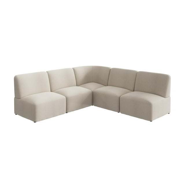 Canapé Sectionnel Modulaire 5 Places en L, Lounge, en Tissu Avoine