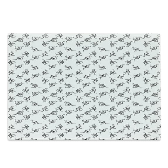 Kangaroo Cutting Board, Hand-drawn Pencil Sketched Style Long Tailed Animal Plain Background, Decorative Tempered Glass Cutting and Serving Board, in 3 Sizes, by Ambesonne