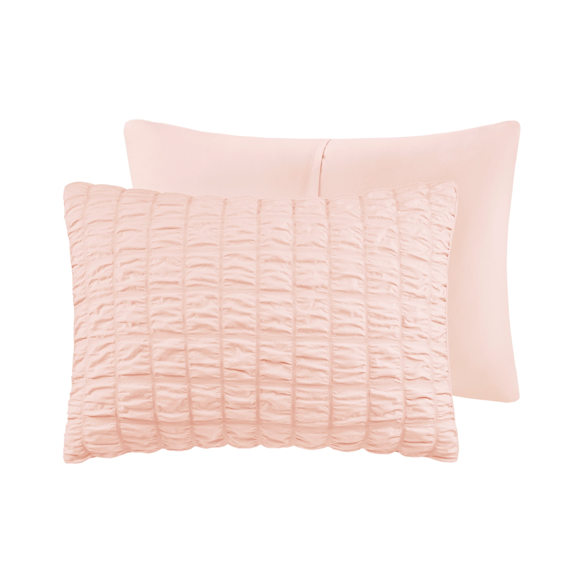 Mainstays 3-Piece Seersucker Comforter Set, Pink Blush, King, All Ages, Females