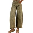 thumbnail image 5 of WGRFFH Barrel Jeans Women,High Waisted Baggy Jeans,2026 Wide Leg Jeans,Ankle Denim Pants with Vertical Seams,Y2k Patchwork Baggy Boyfriend Denim Pants,Ruffled Hem Fall Long Trousers Light Green, 5 of 8