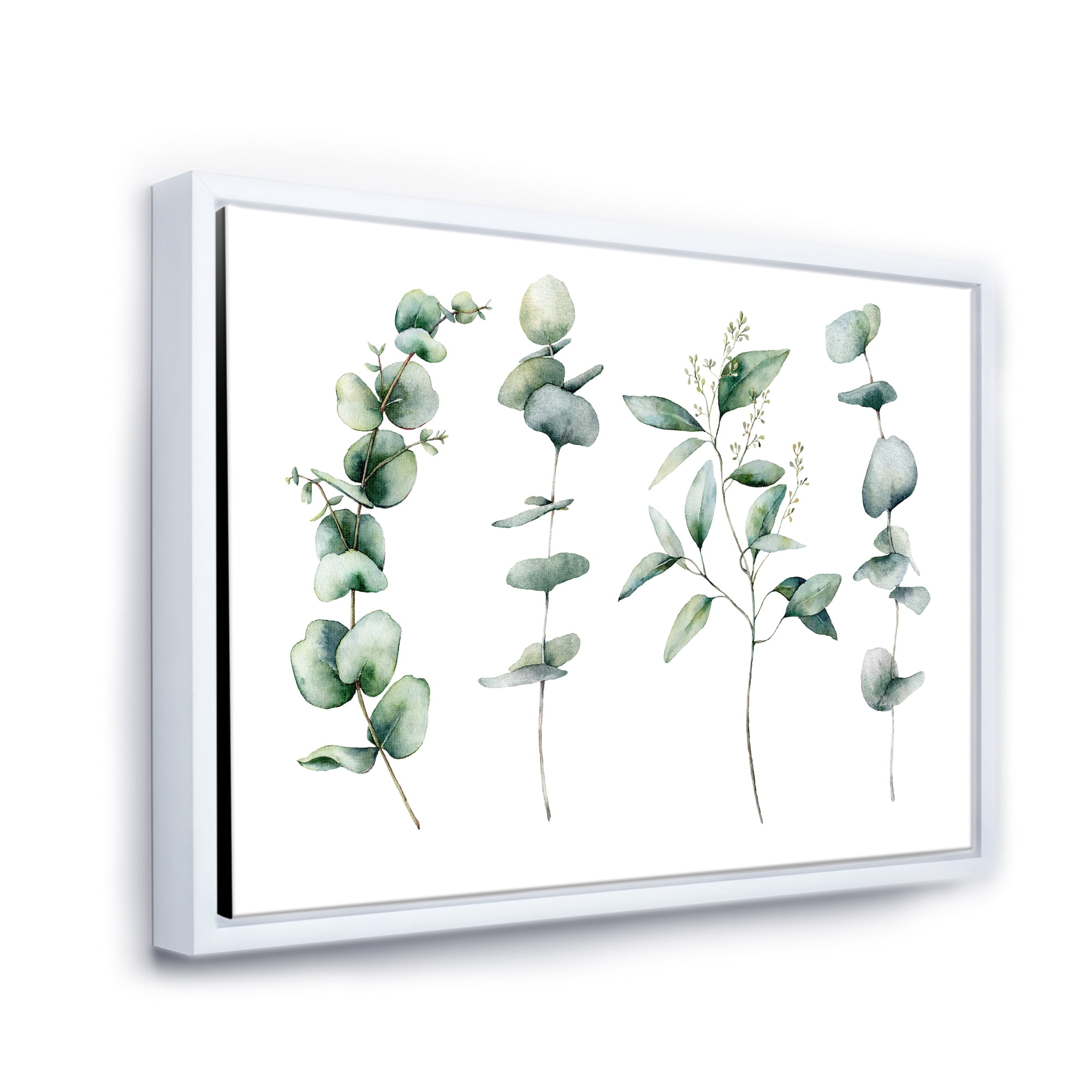 Green Eucalyptus Plant Branches I 40 in x 30 in Framed Painting Canvas Art Print, by Designart