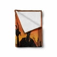 thumbnail image 2 of Zombie Soft Flannel Fleece Throw Blanket, Zombie Walking out of an Abandoned City Silhouettes Halloween, Cozy Plush for Indoor and Outdoor Use, 70" x 90", Charcoal Grey Orange, by Ambesonne, 2 of 6