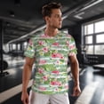 thumbnail image 3 of Wukai Tropical Flamingo Print Men's Short-Sleeved Mesh T-Shirt,Quick-Dry Short Sleeve Workout T-Shirt-X-Large, 3 of 8