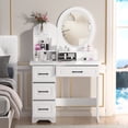 thumbnail image 2 of Aruwei Large Makeup Desk with Mirror, Vanity Desk with Storage Shelves, 4 Drawers, LED Light, Bedroom Dressing Table, 2 of 8