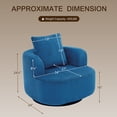 thumbnail image 3 of Furniliving Swivel Accent Chair, Oversized Round Barrel Chair with Pillows, Corduroy Fabric Armchair Chair, Upholstered Single Sofa for Living Room, Bedroom, Office (Blue), 3 of 10