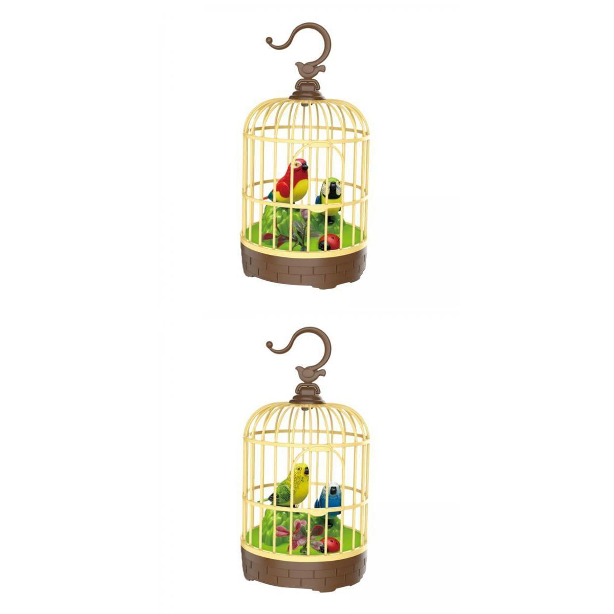 HWD Voice-Activated Induction Birds Birdcage Toy Blue Singing Chirping Fluttering Birds Toys Gifts for Baby Toddler Kids Children 