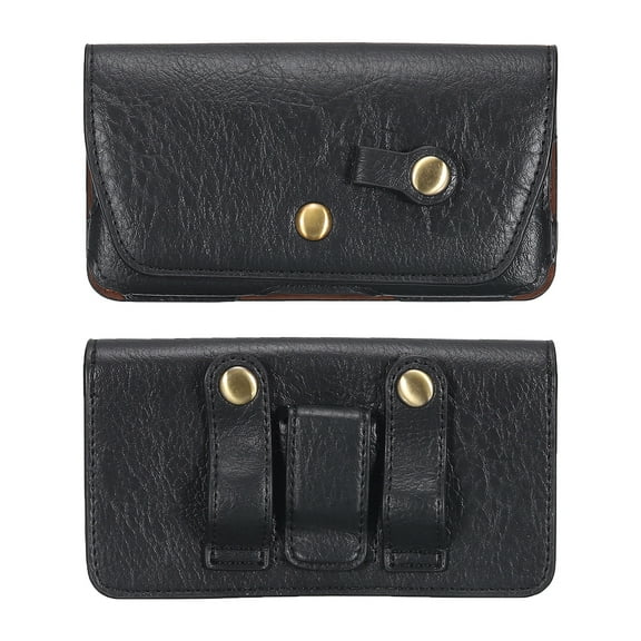Phone Belt Holder Case for 5.0-5.2" Cell Phones, Horizontal Leather Phone Belt Pouch, Black 5.9"x3.5"x0.6"