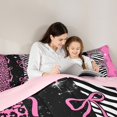 thumbnail image 6 of Homewish Girly Pink Fashion Bedding Comforter Set, Leopard Cheetah Print Twin Comforter Sets, Kawaii Cartoon Ribbon Bow Reversible Bedding Set, Super Cozy Room Decor, 2-Piece, 6 of 9