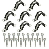 Uxcell 8Pcs Pipe Clamps, 1-1/2 Inch 304 Stainless Steel Rubber Cushioned U Bracket