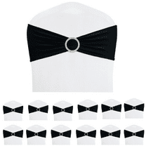 Spandex Chair Sashes Bands 50 pcs Stretch Chair Ties Bows with Buckle Slider for Wedding Party Banquet Decoration (Black)