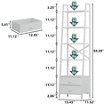 thumbnail image 3 of Tydimor 5-Tier 64"H Industrial Bookshelf with 2 Removable Drawers Narrow Bookcase for Living Room,White, 3 of 6