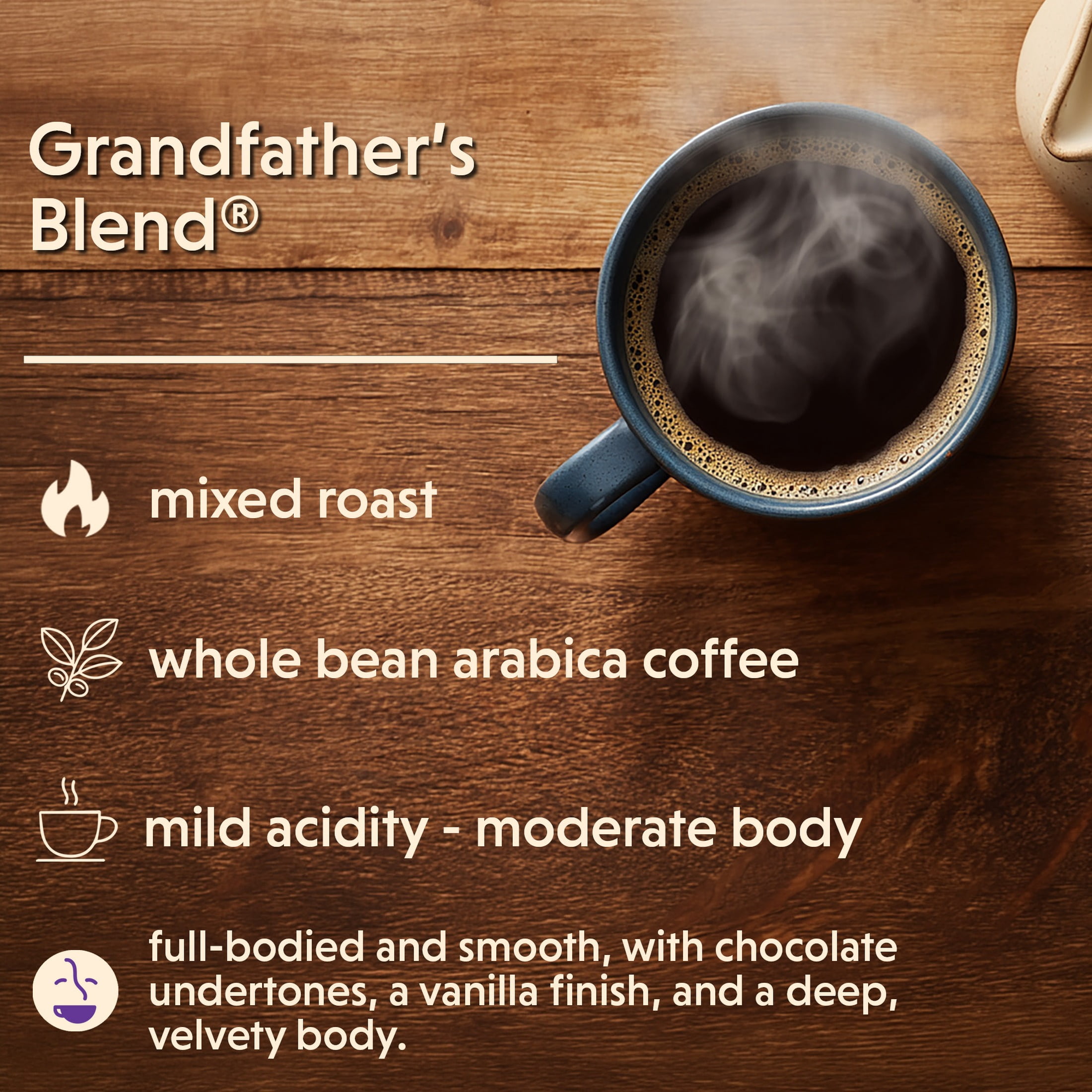 Coffee Bean Direct Grandfather's Blend®, Whole Bean Coffee, Arabica, Mixed Roast Level, 5 Pound Bag