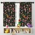 thumbnail image 5 of Blackout Kids Curtains,Colorful Mushroom Leaf Black Pattern Childrens Insulated Curtains Set Of 2,Bedroom Essentials,Toddler Room Decor 42"x54", 5 of 5