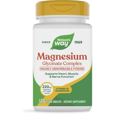 Nature’s Way Magnesium Glycinate Complex Tablets, with Magnesium Glycinate and Malate, Unisex, 120ct