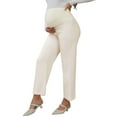 thumbnail image 4 of INSPIRE CHIC Womens Work Maternity Pants Business Stretchy Over the Belly Formal Pregnancy Trousers with Pockets S Beige, 4 of 6