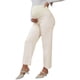 thumbnail image 4 of Pantalones de trabajo de maternidad Inspire Chic para mujeres, elásticos sobre el vientre, formales, con bolsillos, talla XL, color beige, 4 of 6