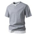 thumbnail image 3 of Bcfgryg Men's Short Sleeved T Shirt Double Layer Fashion Two Piece Short Sleeved T Shirt Style Round Neck T Shirt Pocket T-shirts Men, 3 of 5