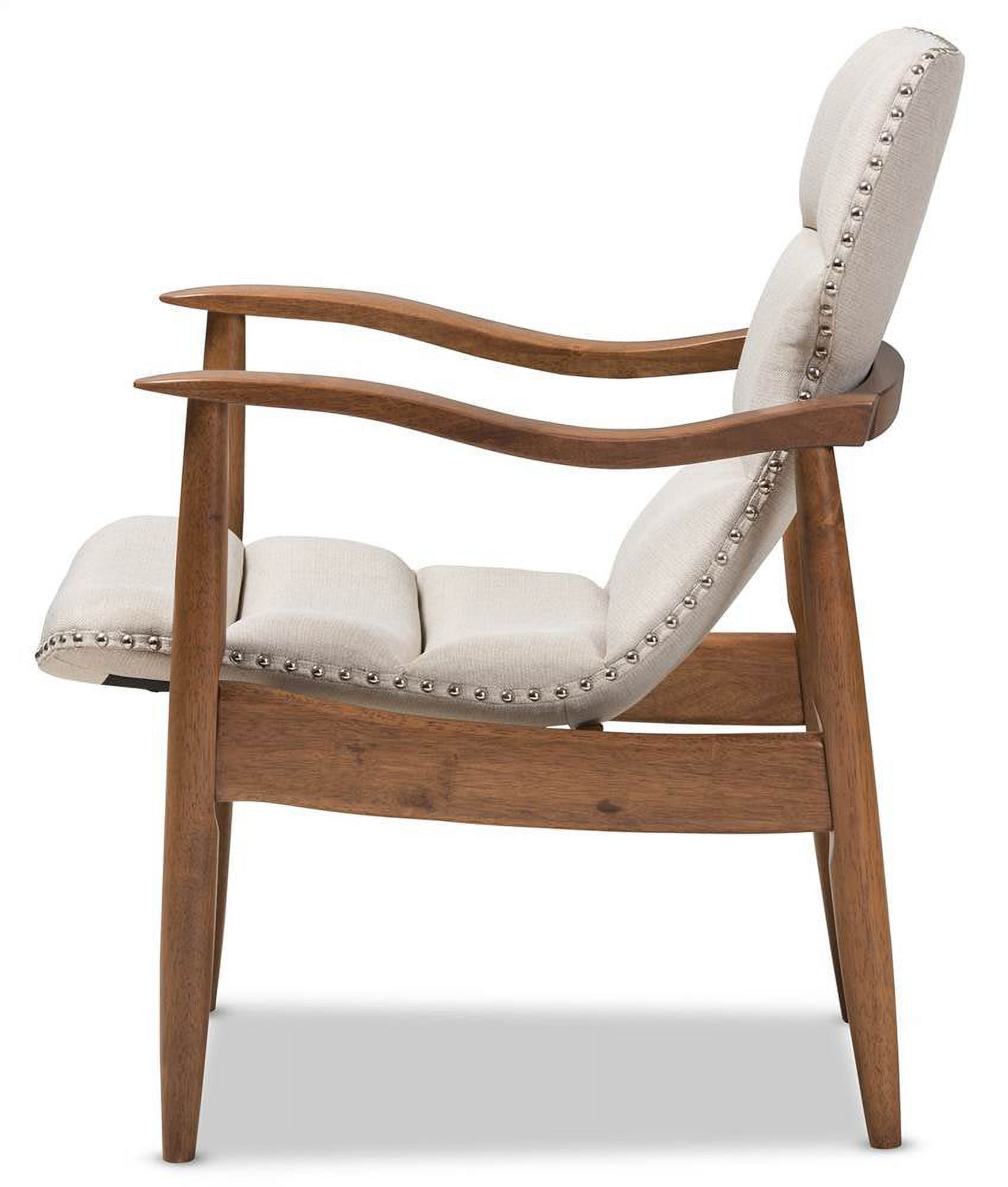 Mid-Century Modern Lounge Chair in Light Beige and Walnut Brown - image 3 of 6