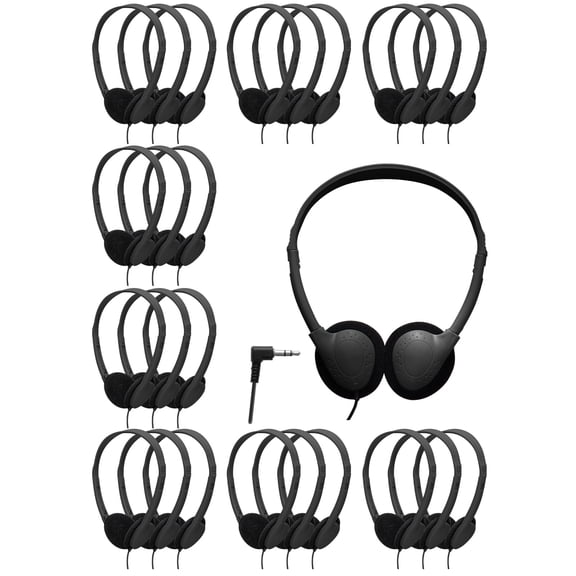 100 Pack Headphones Bulk for School Wired Student Earphones for Classroom with Adjustable Headband On-Ear Class Set Headsets Individually Packed(Black)