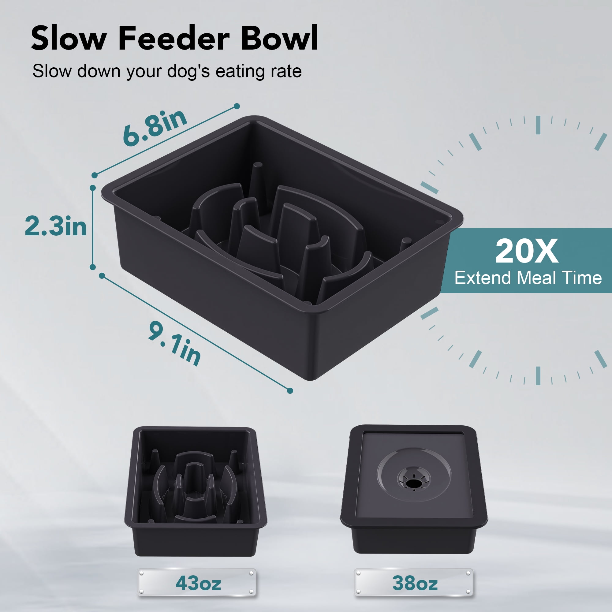 UPSKY 2-in-1 Elevated Dog Bowls Slow Feeder, 4 Height Adjustable Raised Dog Bowl Stand No Spill Dog Water Bowl Dispenser, Anti-Slip Dog Food and Water Bowl for Small Medium Dogs.