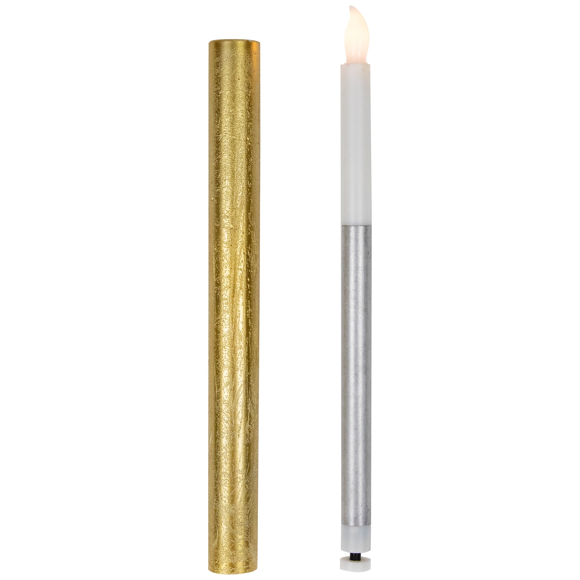 Northlight Set of 4 Textured Gold-tone LED Flameless Flickering Taper Candles 9.5"