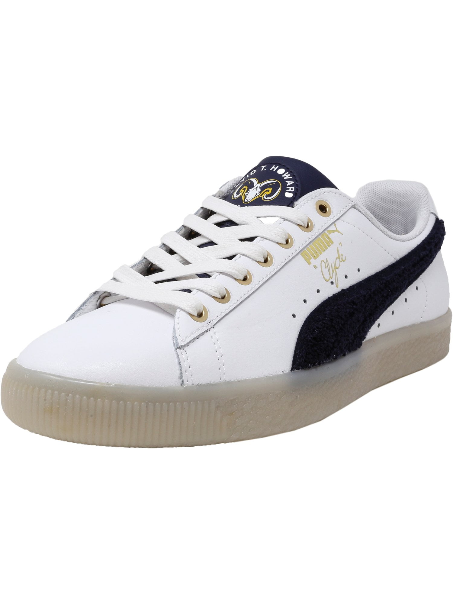 Puma Men's Clyde Leather Bhm White / Navy Spectra Yellow Ankle-High ...