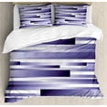 thumbnail image 1 of Striped Duvet Cover Set, Shades of Purple Inspired Fragmentary New Art Abstract Digital Pattern Art, Decorative 3 Piece Bedding Set with 2 Pillow Shams, King Size, Lavender White, by Ambesonne, 1 of 3