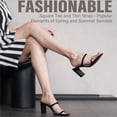thumbnail image 5 of Square Toe Heels Sandals Women Heels Chunky Two Strap Low Heels Mule Sandals Slip On Block Heels for Party Dating Daily 2.75 Inch, 5 of 7