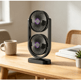 thumbnail image 4 of Double Head Two Way Desktop Portable Fan, High Wind Power Fan for Home Office Camping Bedroom, USB Rechargeable, 4 of 9