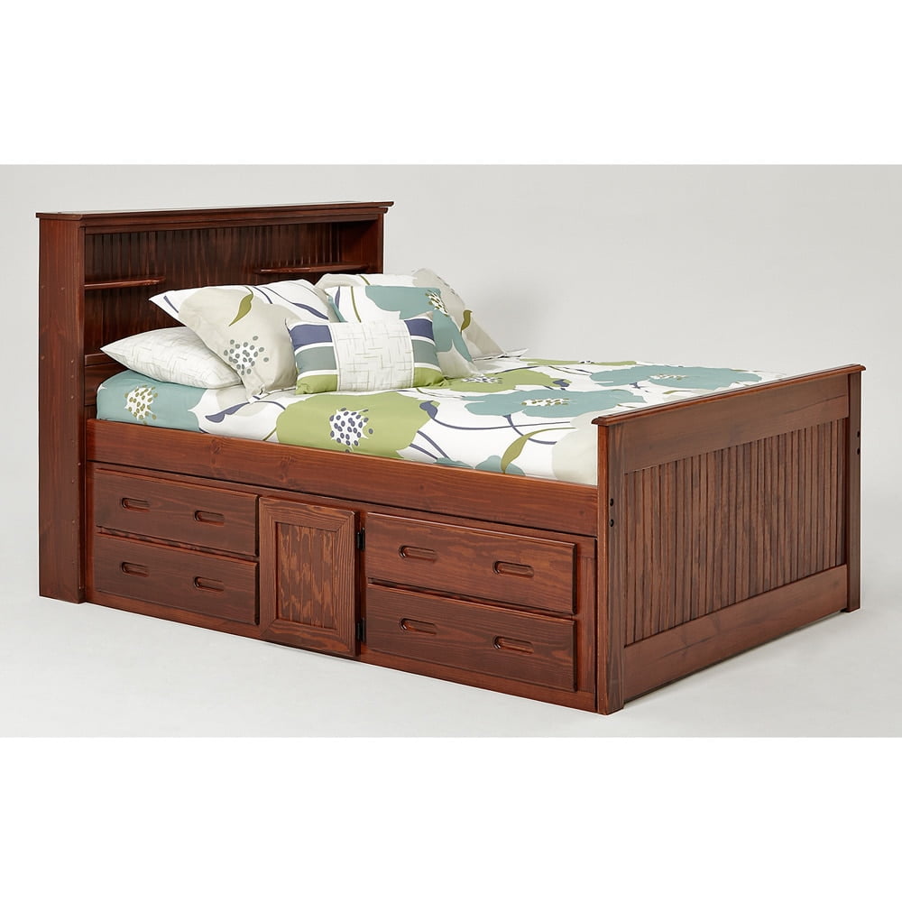 Woodcrest Heartland Full Sized Bookcase Captains Bed With Storage Departments