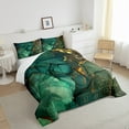 thumbnail image 4 of Dark Green Marbling Comforter Twin Aqua Turqoise Bedding Set, Abstract Geometry Down Comforter Gold Metallic Glitter Bed Set, Watercolor Foil Print Quilted Duvet Home Decor, 4 of 5