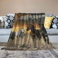 thumbnail image 2 of Chilfamy  Wild Horses Blanket Horse Blanket Throw for Boys Men Horses Running at The Beach Print Fuzzy Blanket for Couch Bed Throw TV Blanket Horse Lovers Gifts White, 2 of 6