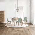 thumbnail image 3 of 2xhome Set of 4 Modern Armless Dining Chair Set with Molded Plastic Seat Shell and Solid Wooden Legs Green, 3 of 6