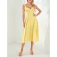 thumbnail image 3 of Caoirhny Women Long Dress, Sleeveless V-neck Lace Patchwork Summer A-line Dress Slit Dress, 3 of 9