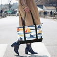 thumbnail image 4 of FORMRS Canvas Laptop Tote Bag for Women with 15.6" Computer Compartments Shoulder Handbag, Orange Hand Drawn Sailboats, 4 of 7