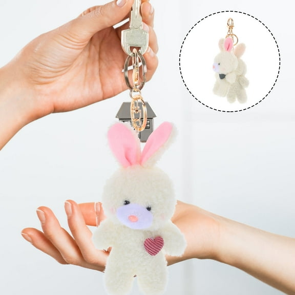 Soimiss Durable Plush Bunny Keychain for Decor Assorted Color Lightweight Compact Portable Small Size