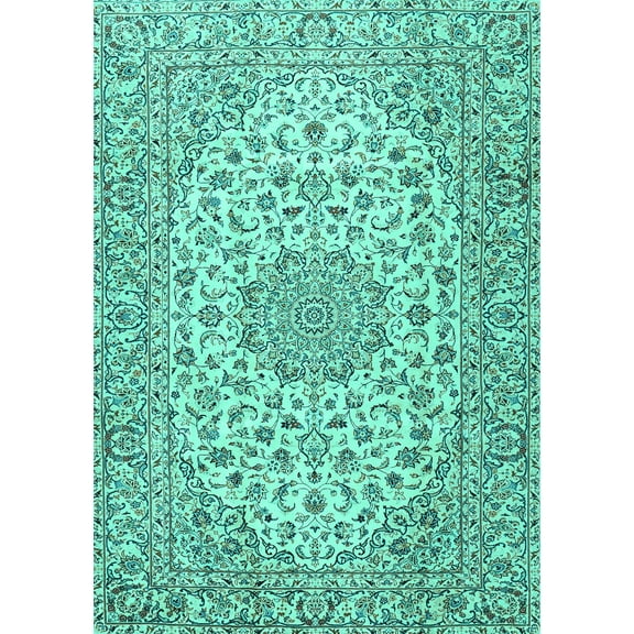 Ahgly Company Machine Washable Indoor Rectangle Persian Turquoise Blue Traditional Area Rugs, 5' x 7'