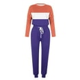 thumbnail image 4 of 2 Piece Sets for Women Dressy Casual Two Piece Sets for Women Fall Vacation Women'S Round Neck Long Sleeve Top + Pants Color Blocking Home Sports Casual Yoga Suit, 4 of 5