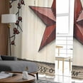 thumbnail image 4 of Red Texas Star Rustic Semi Sheer Curtains 108 Inch Length 2 Panels Set, Country Star Berries Wooden Sheer Kitchen Curtain Privacy Voile Window Curtain for Living Room Bedroom Rod Pocket Drapes, 4 of 7