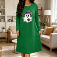 thumbnail image 3 of Taqqpue Womens Halloween Cotton Nightgown Long Sleeves Round Neck Sleepshirt Print Nightshirt Casual Plus Size Knee Length Sleep Dress Pullover Halloween Pumpkin Printed Sleep Shirt for Women, 3 of 6