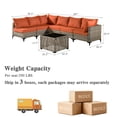 thumbnail image 4 of Ovios 7 Pieces Outdoor Patio Furniture Set PE Wicker Rattan Sofa Set with Solar Table, Orange Red, 4 of 8