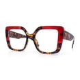 thumbnail image 4 of Womens Clear Lens Luxury Oversized Plastic Cat Eye Fashion Eye Glasses Tortoise Red, 4 of 8
